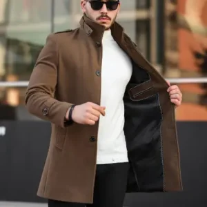 کابان مردانه سبز تیره با برش باریک و طول بلند - 13264