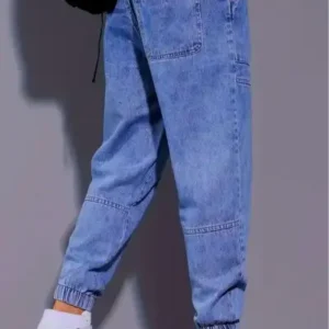 شلوار جین مردانه کمر کشی با بند و برش جاگر برند ری‌آکس تایسو بلک - 13379