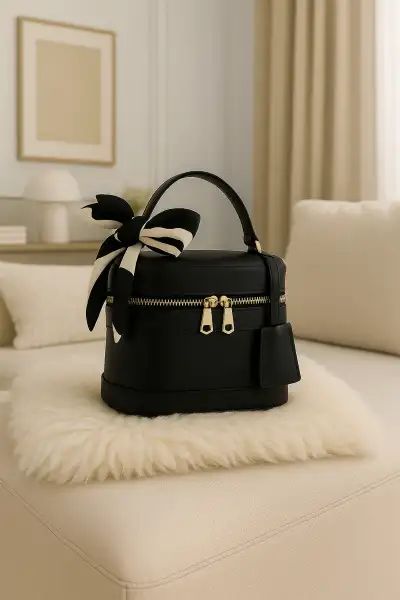 کیف دستی و دوشی زنانه مشکی مدل ملینا با فرم مستطیلی و بند کج - 13146 کیف دستی و دوشی زنانه مشکی مدل ملینا با فرم مستطیلی و بند کج - 13146