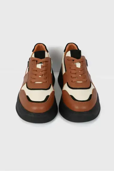 کفش اسنیکر زنانه با رنگ بژ و قهوه‌ای از چرم طبیعی گرِیس سریس - 13462