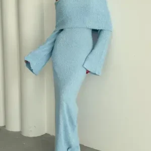 پیراهن زنانه مجلسی با رنگ خاص با طرح یقه مادونا اورجینال ترک