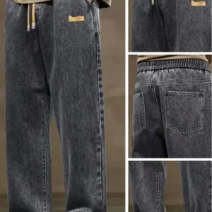 شلوار جین مردانه با کمر کشی و بند ترک
