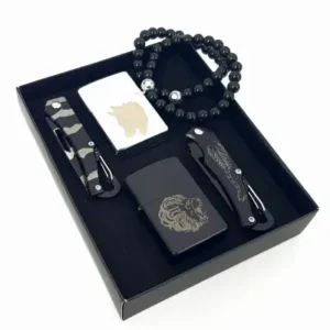 ست هدیه ۶ تکه چاقوی دستبند و فندک بنزینی