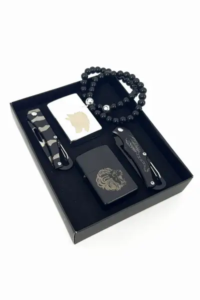 ست هدیه ۶ تکه چاقوی دستبند و فندک بنزینی