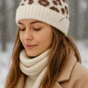 کلاه بافتنی نازک طرح کلاسیک پلنگی ممتاز ترک