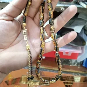 عنوان محصول به فارسی: "تسبیح کهربا اصل با گواهینامه معتبر، مخصوص نام با طراحی نقره 925 عیار" - 13329