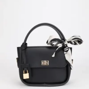 کیف زنانه مشکی با جزئیات زینتی و شال قابل تنظیم برای دستی و دوشی - 13148