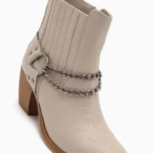 بوت زنانه وسترن با تزئینات گل‌دوزی دیانا بیج - 13164