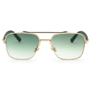 عینک آفتابی یونی سکس فریم طلایی با شیشه سبز به شکل مستطیل - 13499