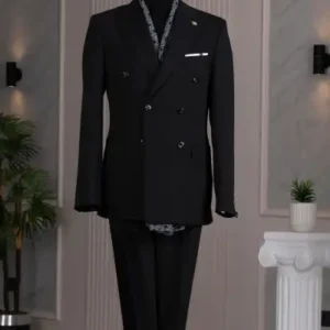 کت و شلوار براق با طراحی ایتالیایی دراپ 8 مشکی
