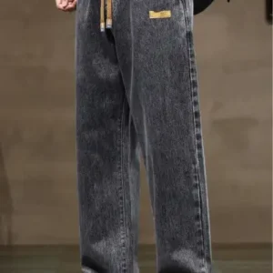 شلوار جین مردانه راحت برش مستقیم با کمر کشی و بند ری‌آکس ریین بلذی - 13373