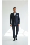 کت و شلوار کراواتی مردانه خط دار – زیبا و راحت با برش ایتالیایی، با کمربند مناسب و دکمه‌های بزرگ - 13349