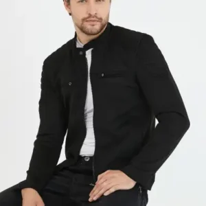 کت چرم مشکی تنگ مردانه - 13259