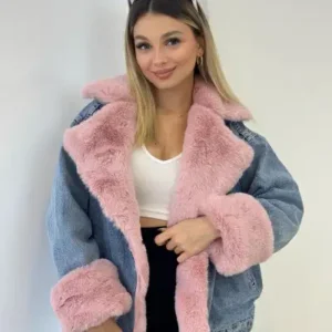 کت جین خزدار مدل جدید زنانه، مخصوص علاقه‌مندان به تفاوت‌ها - 13111