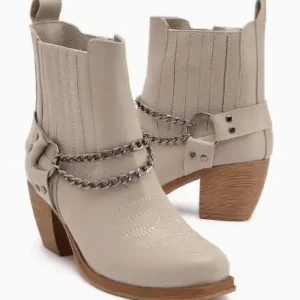 بوت زنانه وسترن با تزئینات گل‌دوزی دیانا بیج - 13164