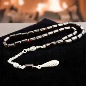 تسبیح کهربا روکش نقره‌ با کیفیت عالی