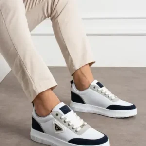 کفش ورزشی مردانه پولو با زیره ضخیم سفید و سرمه‌ای