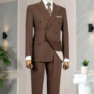 ست کت و شلوار قهوه‌ای با طراحی ایتالیایی و کراوزه طرح جدید سال 2026