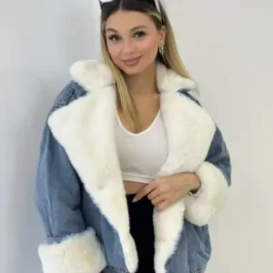 کاپشن جین زنانه جدید با خز ترند جدید سال 2025 اروپا