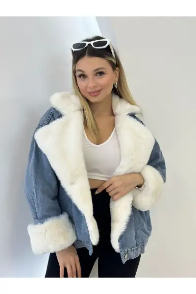 کاپشن جین زنانه جدید با خز ترند جدید سال 2025 اروپا کاپشن جین زنانه جدید با خز ترند جدید سال 2025 اروپا