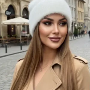 کلاه پشمی نرم زنانه سفید - 13305