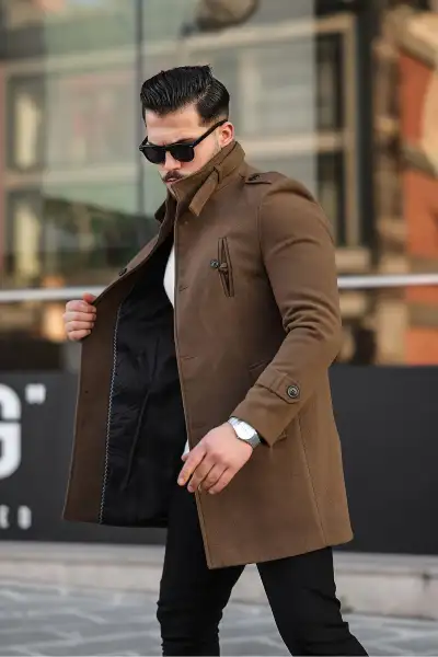 کابان مردانه سبز تیره با برش باریک و طول بلند - 13264 کابان مردانه سبز تیره با برش باریک و طول بلند - 13264