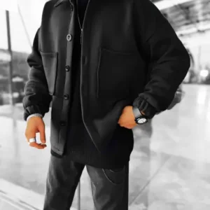 کت راحت و اورسایز مردانه مشکی ترک طرح جدید سال 2026