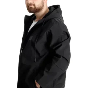 کاپشن مردانه مد ایکس ال از جنس نرم شل با کلاه و دوخت‌های پارچه‌ای – مدل ۲۱۲۳۵ مشکی - 13427