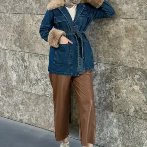 کت جین پشمی - سورمه‌ای - 13114