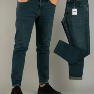 شلوار جین کشی مردانه با تناژ سبز واسلیم فیت اورجینال ترک