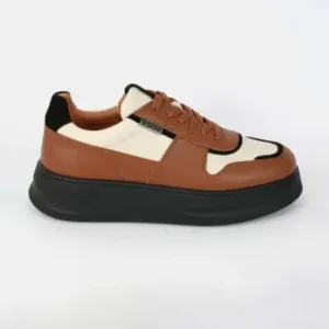 کفش اسنیکر زنانه با رنگ بژ و قهوه‌ای از چرم طبیعی گریس سریس اورجینال