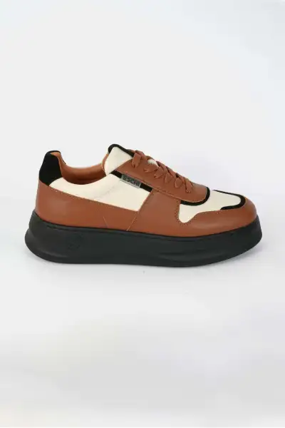 کفش اسنیکر زنانه با رنگ بژ و قهوه‌ای از چرم طبیعی گریس سریس اورجینال