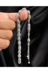 تسبیح با کار دست مدل دانه جو دوسر از نقره 925 عیار - 13530