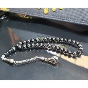 تسبیح سنگ عقیق ارزان اوتل با مروارید ۹۲۵ عیار نقره - 13339