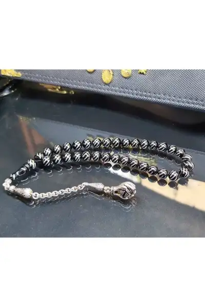 تسبیح سنگ عقیق ارزان اوتل با مروارید ۹۲۵ عیار نقره - 13339 تسبیح سنگ عقیق ارزان اوتل با مروارید ۹۲۵ عیار نقره - 13339