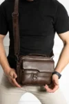 کیف دستی مردانه چرم طبیعی، کیف دوشی، کیف چندکاره، کیف مدارک - 13634
