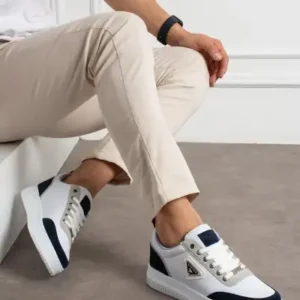 کفش ورزشی مردانه با زیره ضخیم سفید و سرمه‌ای - 13395